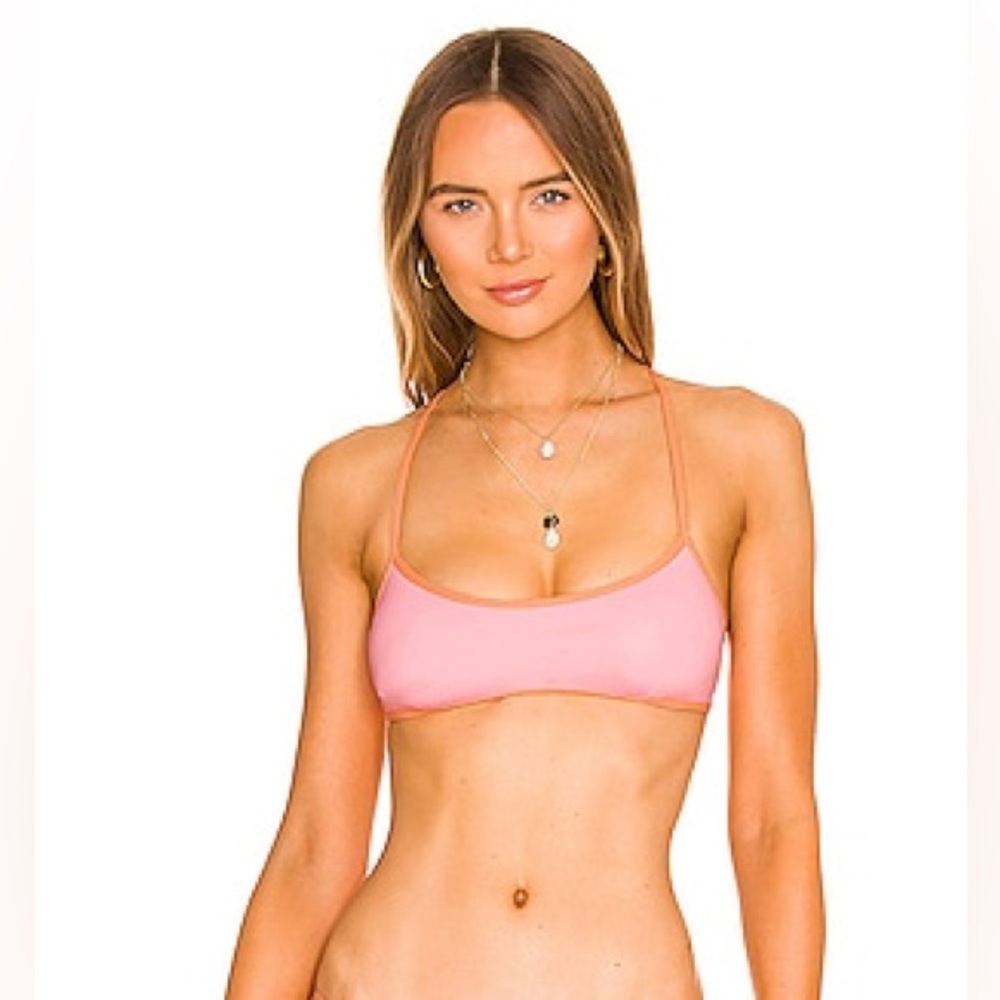 L*Space Pamela Racerback Bikini Top Crystal Pink Tangy Size Large NWT